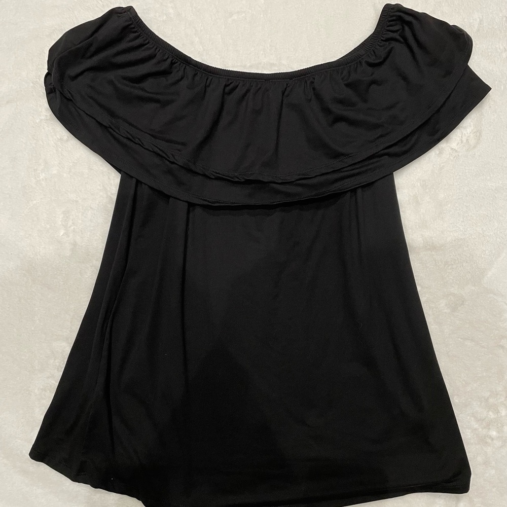White Birch Black Off the Shoulder Top Size Large - Picture 1 of 2
